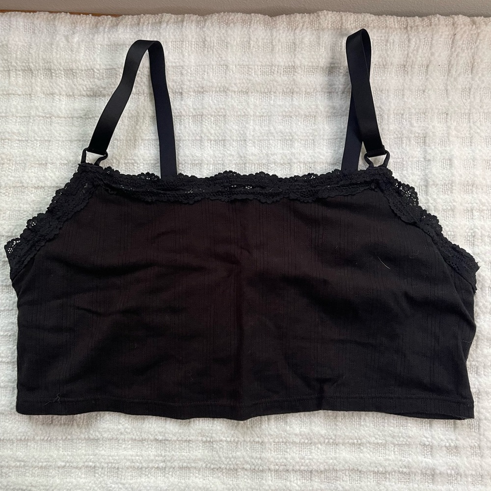 Aerie Black Bralette with Lace Trim